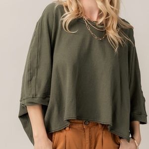 Oversized Dolman Sleeve Garment Wash Top